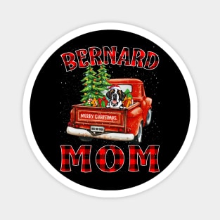 Christmas Bernard Mom Santa Hat Truck Tree Plaid Dog Mom Christmas Magnet